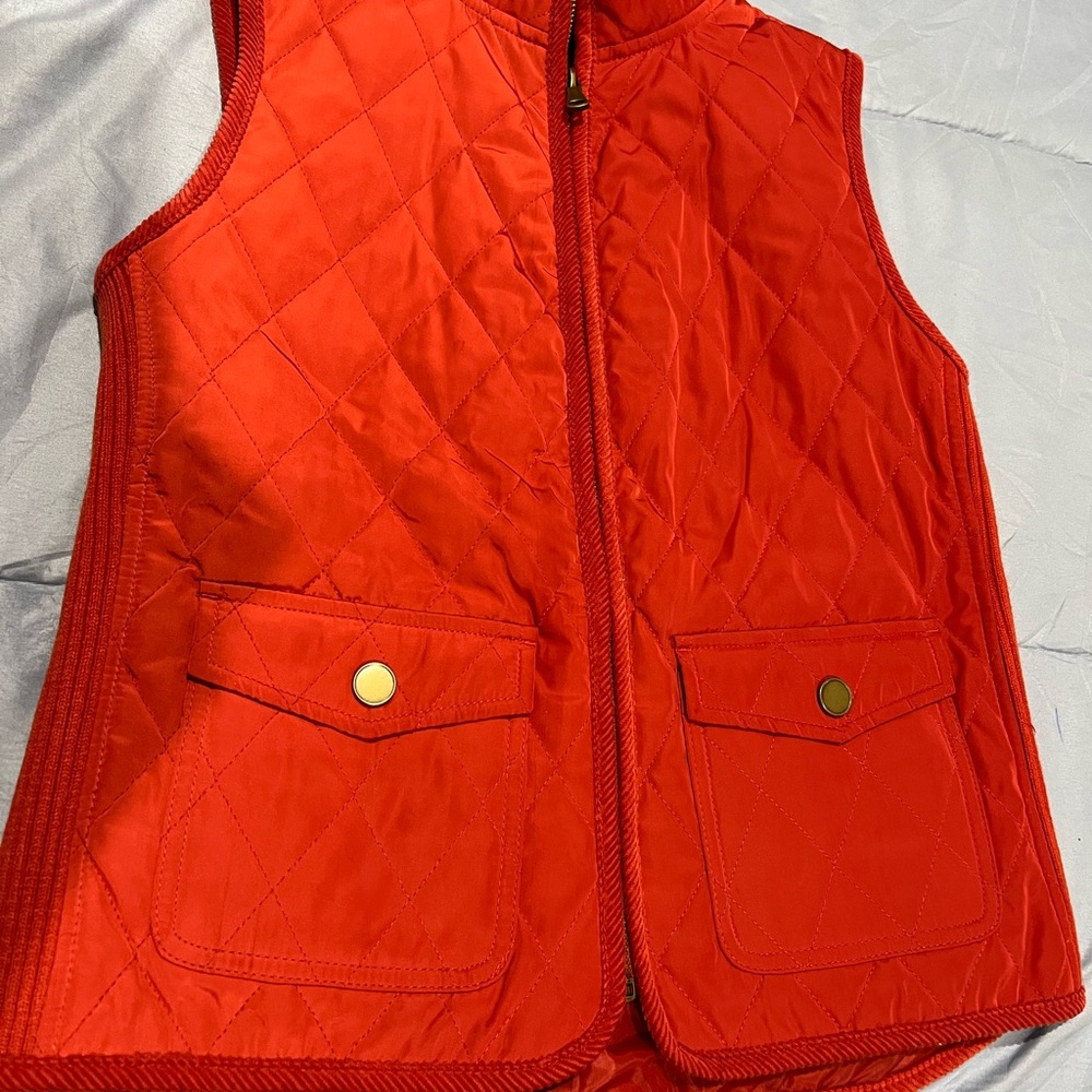 Talbots Burnt Orange/Red Quilted Vest with Snap-Flap Pockets Size P(xsmall)